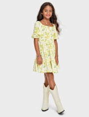 Girls Mommy And Me Floral Smocked Ruffle Dress
