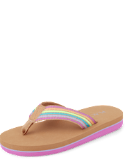 Girls Striped Flip Flops