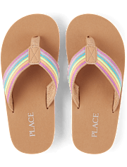 Girls Striped Flip Flops
