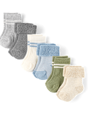 Baby Boys Striped Turn Cuff Midi Socks 6-Pack