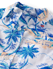 Boys Tropical Poplin Button Up Shirt
