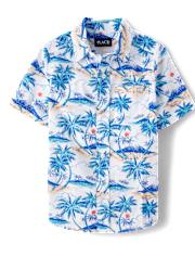 Boys Tropical Poplin Button Up Shirt
