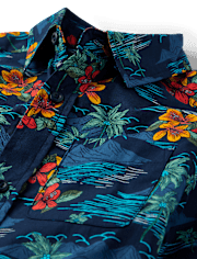 Boys Tropical Poplin Button Up Shirt