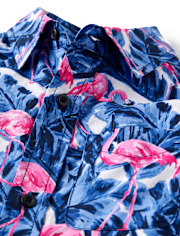 Boys Tropical Poplin Button Up Shirt