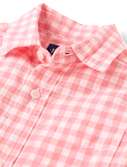 Boys Dad And Me Gingham Poplin Button Up Shirt