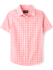 Boys Dad And Me Gingham Poplin Button Up Shirt