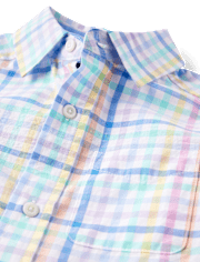 Boys Dad And Me Gingham Poplin Button Up Shirt