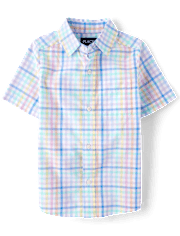 Boys Dad And Me Gingham Poplin Button Up Shirt
