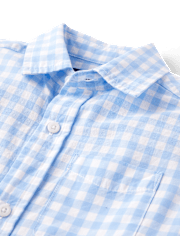Boys Dad And Me Gingham Poplin Button Up Shirt