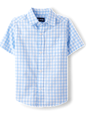 Boys Dad And Me Gingham Poplin Button Up Shirt