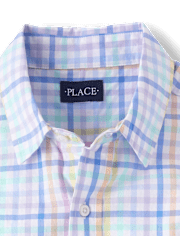 Chemise à carreaux vichy homme « Papa et moi » en popeline boutonnée