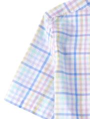 Chemise à carreaux vichy homme « Papa et moi » en popeline boutonnée