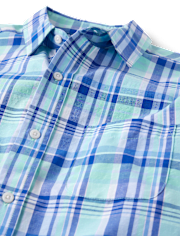 Mens Dad And Me Plaid Poplin Button Up Shirt