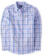 Chemise boutonnée en popeline à carreaux pour homme, motif papa et moi