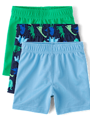 Lot de 3 shorts de basket-ball imprimés évacuant l'humidité pour bébés et tout-petits garçons
