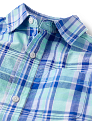 Boys Dad And Me Plaid Poplin Button Up Shirt