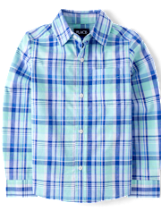 Boys Dad And Me Plaid Poplin Button Up Shirt