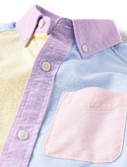 Boys Colorblock Oxford Button Up Shirt