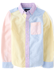Boys Colorblock Oxford Button Up Shirt