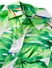 Boys Matching Family Tropical Button Up Shirt