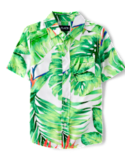 Boys Matching Family Tropical Button Up Shirt