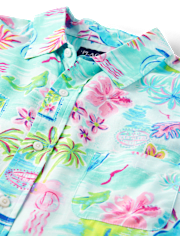 Mens Matching Family Tropical Button Up Shirt