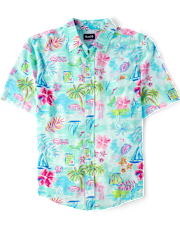 Mens Matching Family Tropical Button Up Shirt