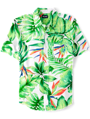 Mens Matching Family Tropical Button Up Shirt