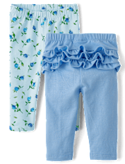 Baby Girls Floral Ruffle Leggings 2-Pack