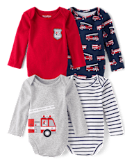 Baby Boys Fire Truck Bodysuit 4-Pack