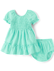 Baby Girls Mommy And Me Smocked Ruffle Dress