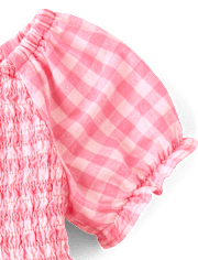 Robe à volants froncés en popeline vichy pour bébé fille, motif maman et moi