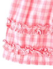 Robe à volants froncés en popeline vichy pour bébé fille, motif maman et moi