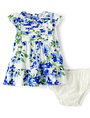 Baby Girls Mommy And Me Floral Pleated Ruffle Dress