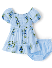 bébés filles Maman et moi Floral Smocked Ruffle Robes