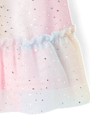 Robes à volants en maille pour bébés filles, arc-en-ciel chatoiement
