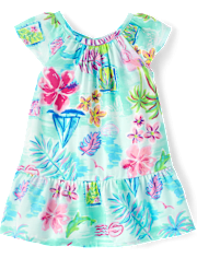 Baby Girls Matching Family Tropical Ruffle Dress