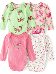 Baby Girls Floral Bodysuit 4-Pack