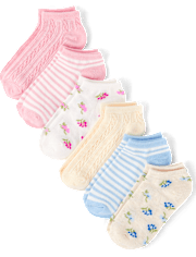 Girls Floral Ankle Socks 6-Pack