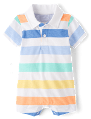 Baby Boys Striped Polo Romper