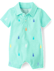 Baby Boys Bunny Polo Romper