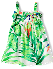 Baby Girls Matching Family Tropical Smocked Dress