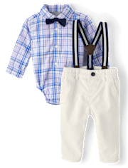 Baby Boys Dad And Me Plaid Poplin 2-Piece Outfit Set