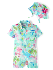 Baby Boys Matching Family Tropical Romper 2-Piece Outfit Set