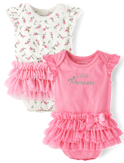 Baby Girls Little Princess Tutu Bodysuit 2-Pack