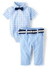 Baby Boys Dad And Me Gingham Poplin 2-Piece Outfit Set