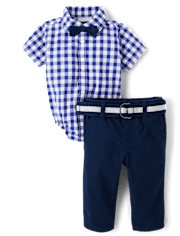 Baby Boys Dad And Me Gingham Poplin 2-Piece Outfit Set
