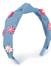 Girls Flower Charm Top Knot Headband