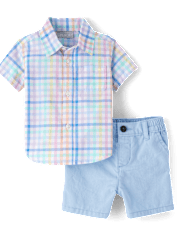 Baby Boys Dad And Me Gingham Poplin 2-Piece Outfit Set
