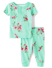 Bébé Et tout-petit, fille Pyjama Floral Henley Pointelle Snug Fit coton